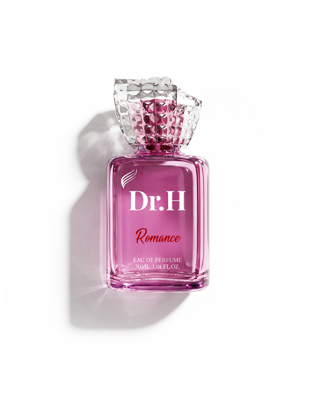 Dr. H Romance women's Eau de Parfum opening with refreshing tea, bergamot and osmanthus, followed by orchid, jasmine and rose with a warm vanilla, musk and patchouli base